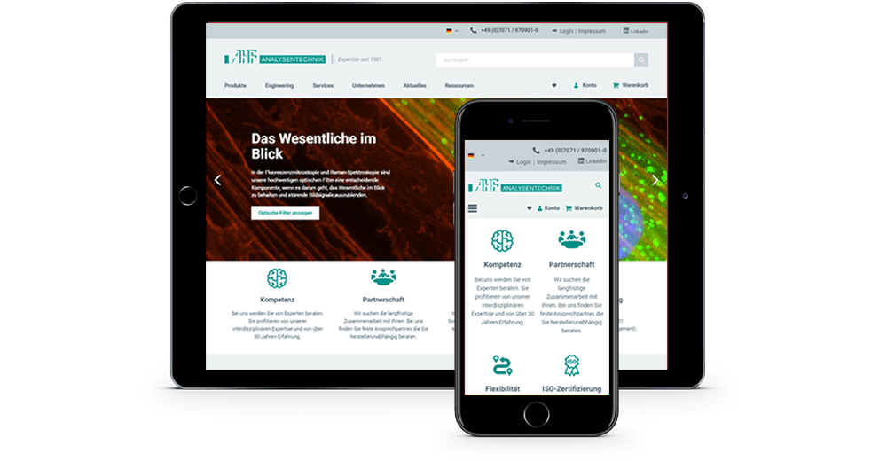 webseite auf tablet und smartphone